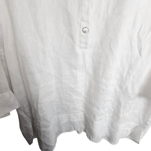 J. Jill Womens Linen Tunic Top Size L Coastal Resortwear Minimalist Travel White - Picture 3 of 10